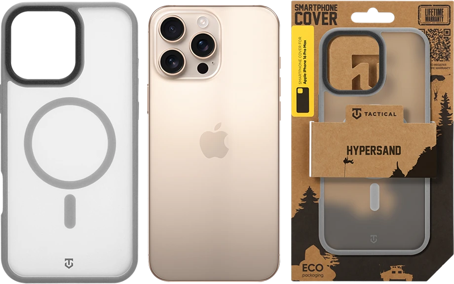 Dėklas Tactical MagForce Hypersand Cover for Apple iPhone 16 Pro Max Light Pilkas
