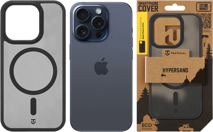 Dėklas Tactical MagForce Hypersand Cover for Apple iPhone 15 Pro Asphalt