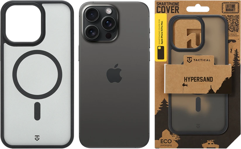 Dėklas Tactical MagForce Hypersand Cover for Apple iPhone 15 Pro Max Asphalt