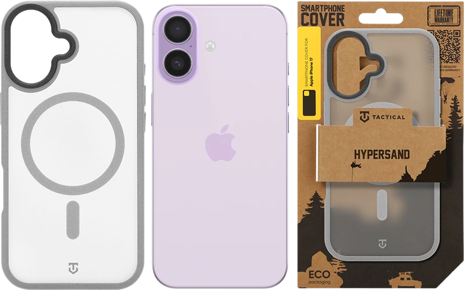 Dėklas Tactical MagForce Hypersand dangtelis, skirtas Apple iPhone 17, šviesiai pilkas