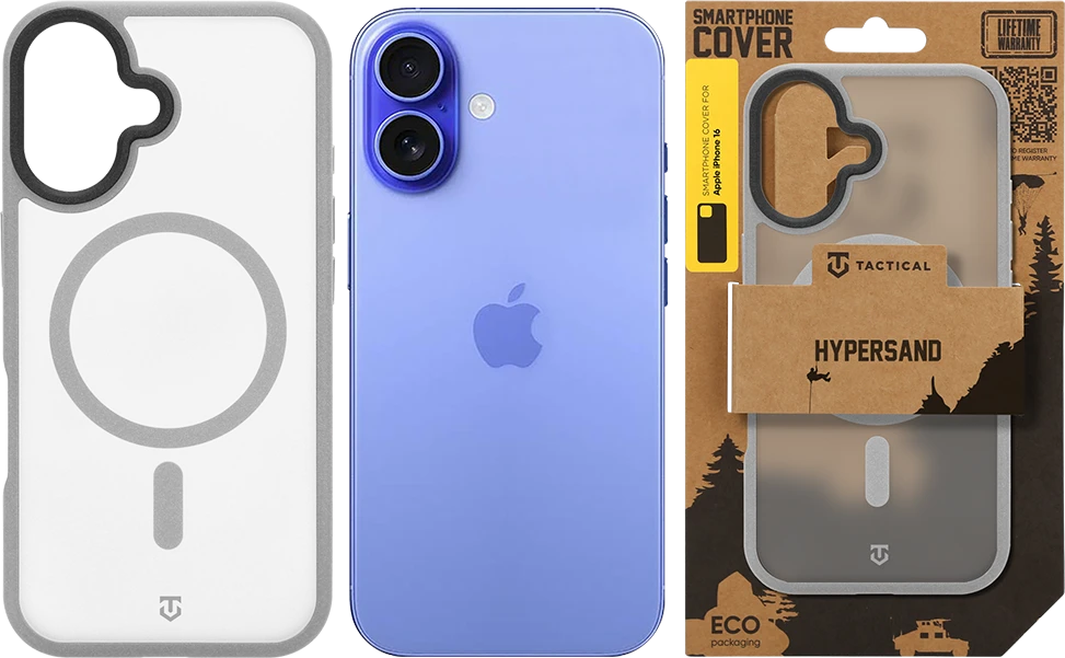 Dėklas Tactical MagForce Hypersand Cover for Apple iPhone 16 Light Pilkas