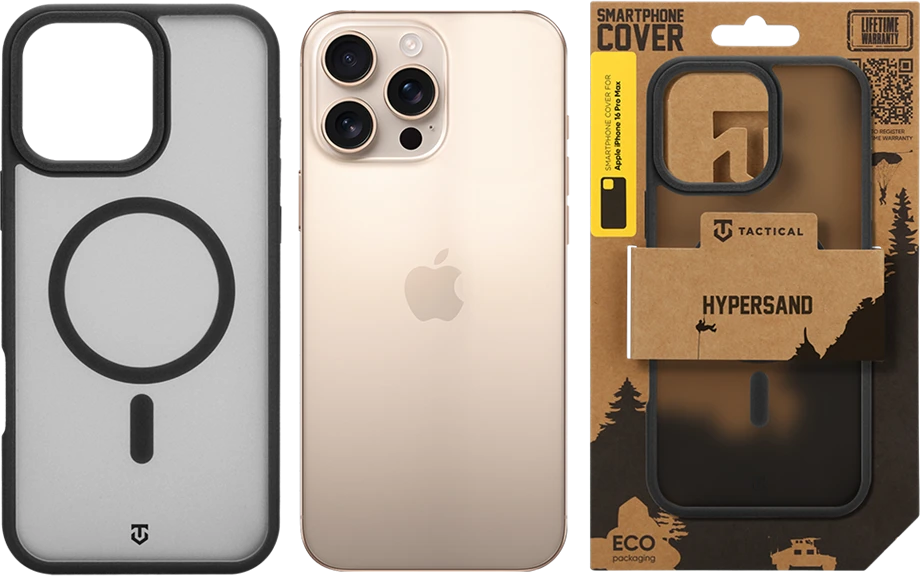 Dėklas Tactical MagForce Hypersand Cover for Apple iPhone 16 Pro Max Asphalt