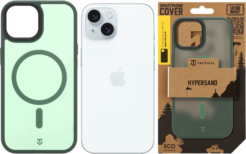 Dėklas Tactical MagForce Hypersand dangtelis Apple iPhone 15 miško žalia