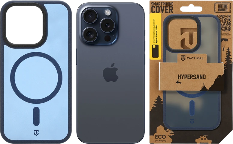 Dėklas Tactical MagForce Hypersand Cover for Apple iPhone 15 Pro Deep Mėlyna
