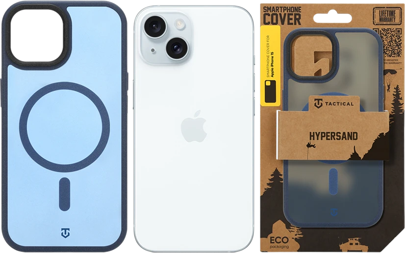 Dėklas Tactical MagForce Hypersand dangtelis Apple iPhone 15 tamsiai mėlyna