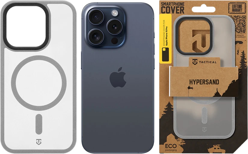 Dėklas Tactical MagForce Hypersand Cover for Apple iPhone 15 Pro Light Pilkas