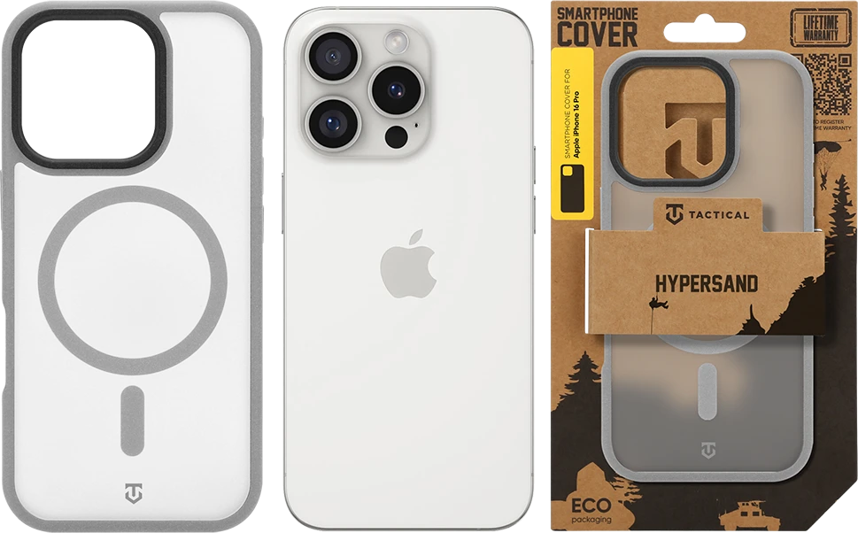 Dėklas Tactical MagForce Hypersand Cover for Apple iPhone 16 Pro Light Pilkas