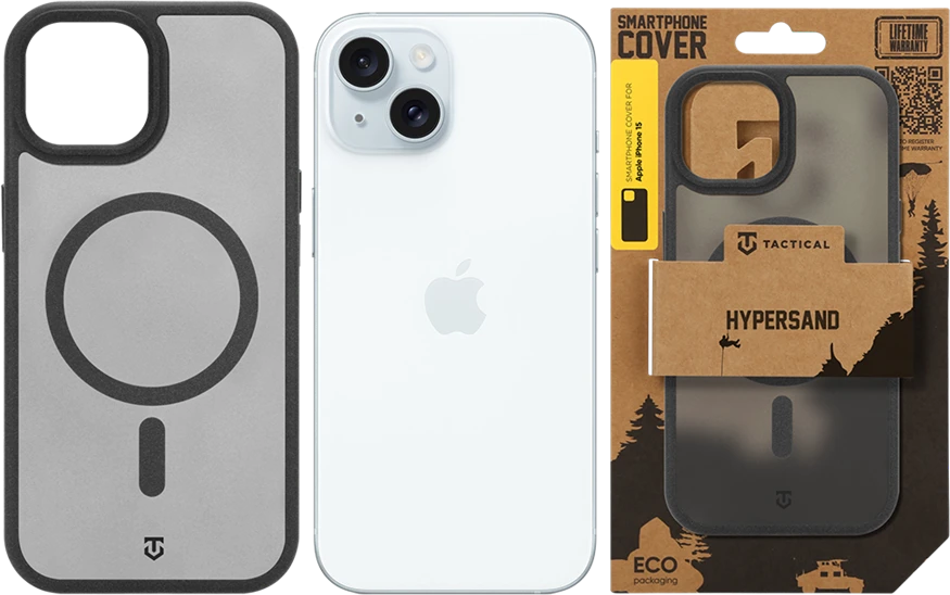 Dėklas Tactical MagForce Hypersand Cover for Apple iPhone 15 Asphalt