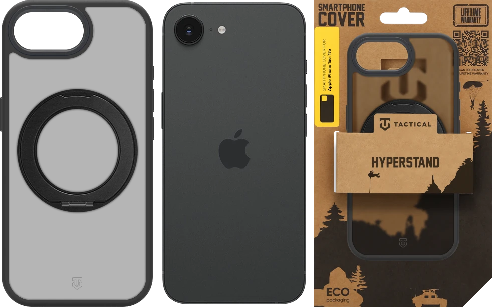Tactical Taktinis MagForce Hyperstand dėklas skirtas Apple iPhone 16e/17e, asfalto spalvos