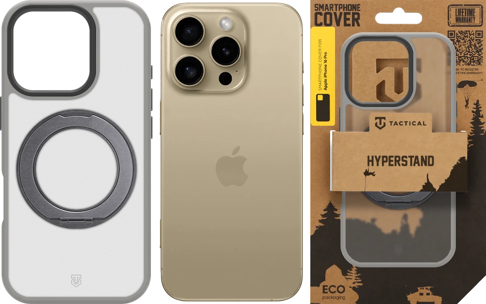 Dėklas Tactical MagForce Hyperstand Cover for Apple iPhone 16 Pro Light Pilkas