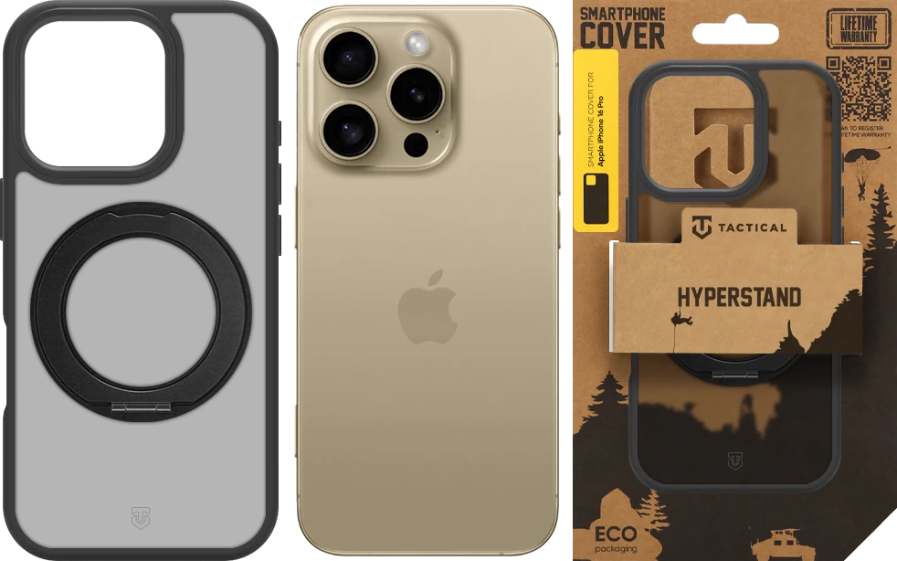 Dėklas Tactical MagForce Hyperstand Cover for Apple iPhone 16 Pro Asphalt