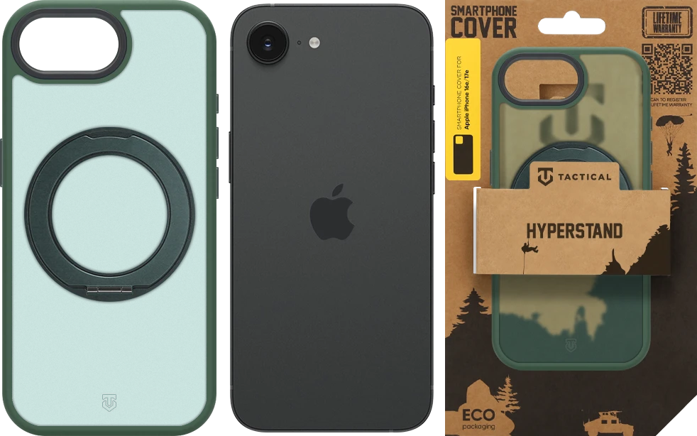 Dėklas Tactical MagForce Hyperstand dangtelis, skirtas Apple iPhone 16e/17e, miško žalias