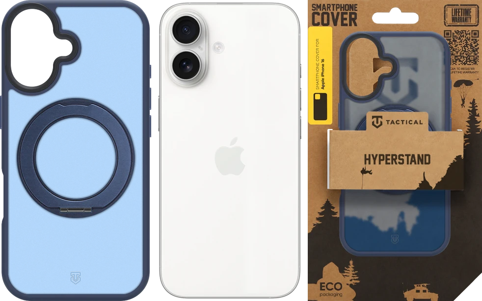 Dėklas Tactical MagForce Hyperstand dangtelis, skirtas Apple iPhone 16, tamsiai mėlyna