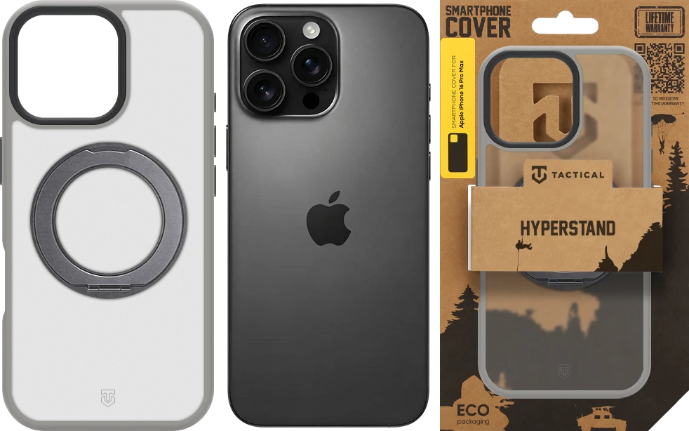 Dėklas Tactical MagForce Hyperstand Cover for Apple iPhone 16 Pro Max Light Pilkas