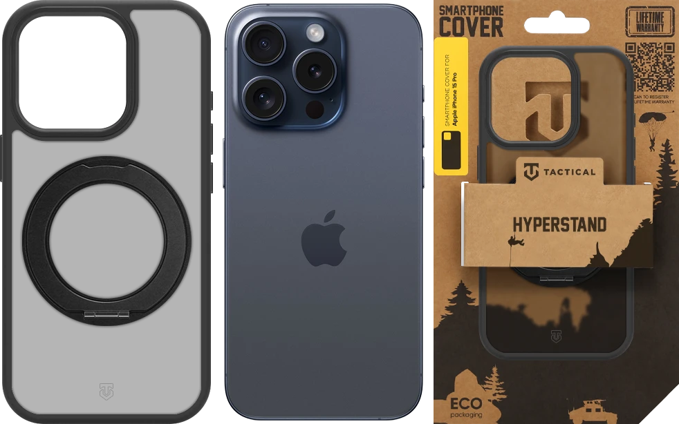 Dėklas Tactical MagForce Hyperstand dangtelis Apple iPhone 15 Pro Asphalt