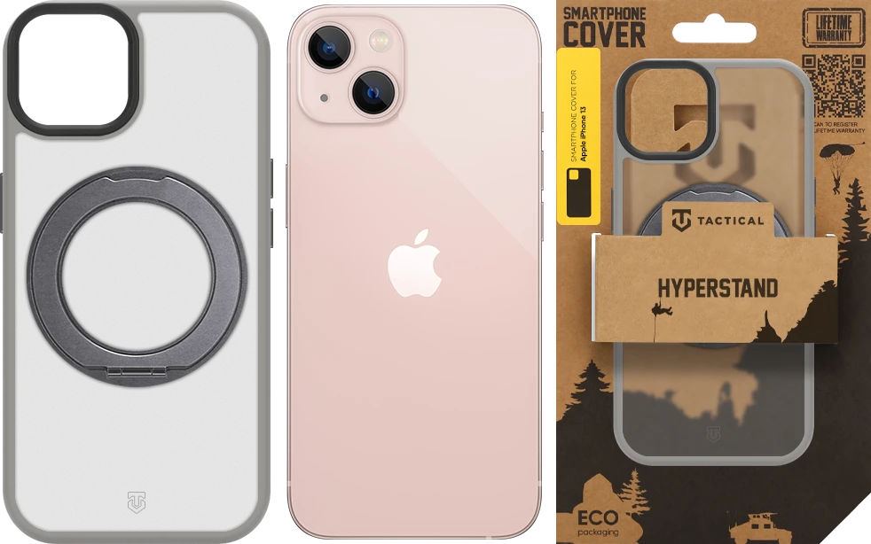 Tactical MagForce Hyperstand dėklas Apple iPhone 13 šviesiai pilkas