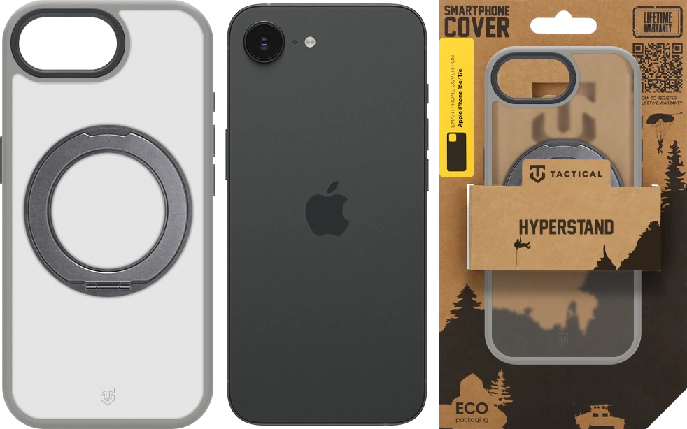 Tactical MagForce Hyperstand dėklas Apple iPhone 16e/17e šviesiai pilkas