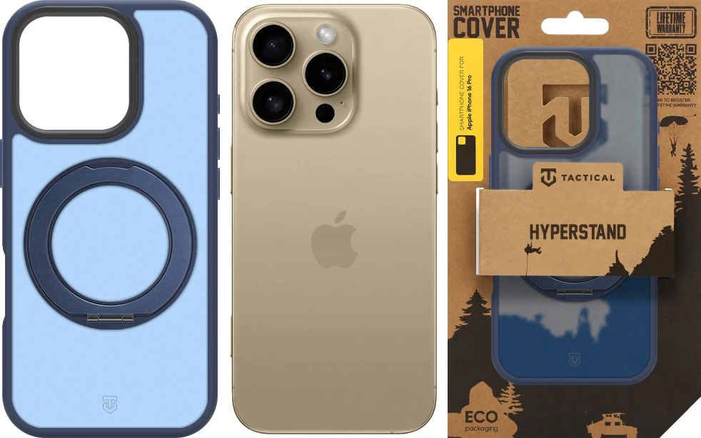 Dėklas Tactical Taktinis MagForce Hyperstand dangtelis Apple iPhone 16 Pro tamsiai mėlynas