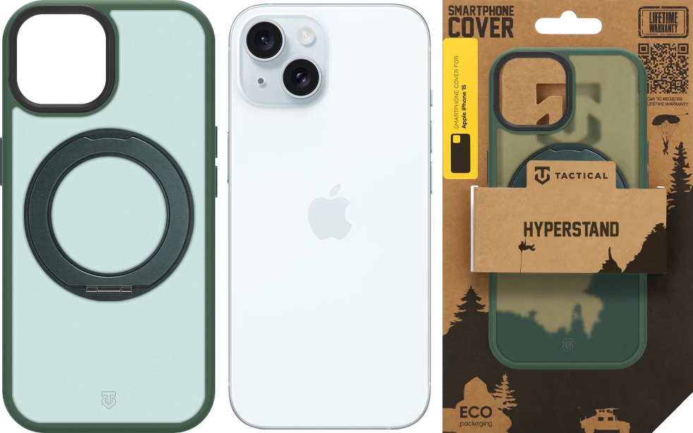 Tactical MagForce Hyperstand dėklas Apple iPhone 15 miško žalias