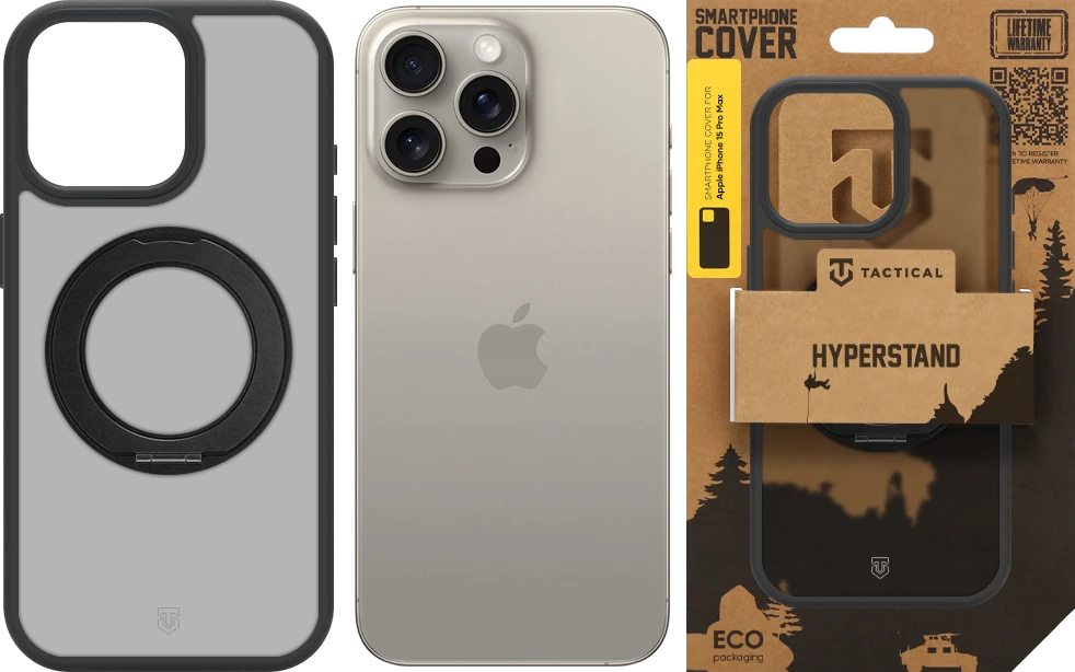 Dėklas Tactical MagForce Hyperstand Cover for Apple iPhone 15 Pro Max Asphalt