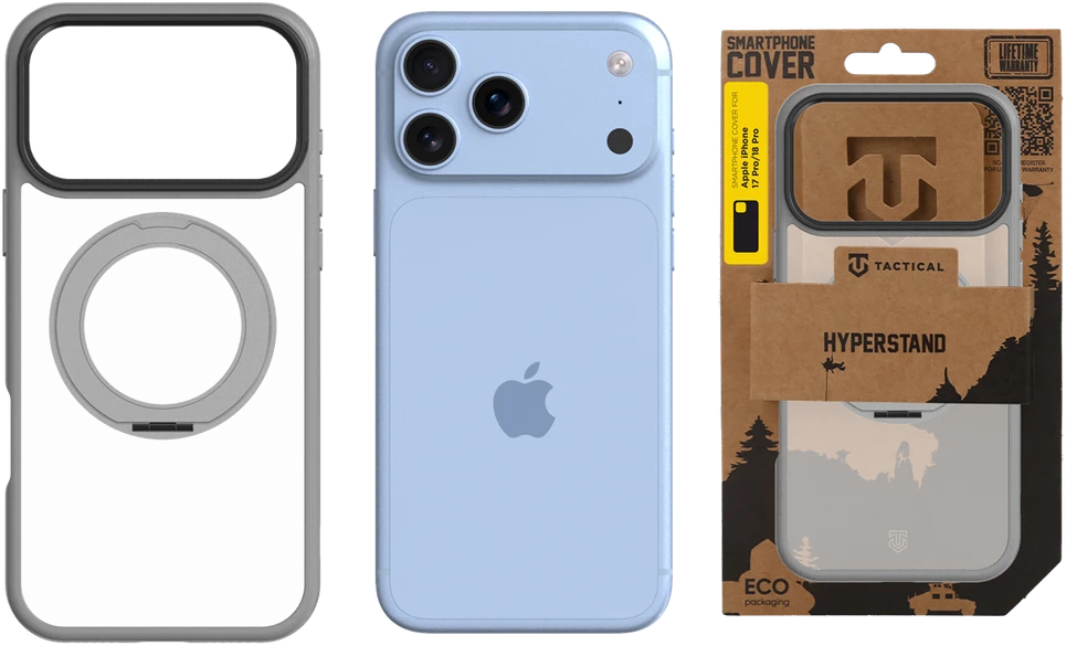 Dėklas Tactical MagForce Hyperstand Cover for Apple iPhone 17 Pro/18 Pro Light Pilkas