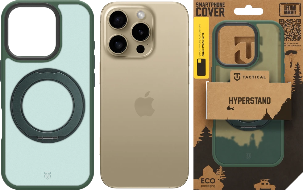 Dėklas Tactical MagForce Hyperstand Cover for Apple iPhone 16 Pro Forest Žalias
