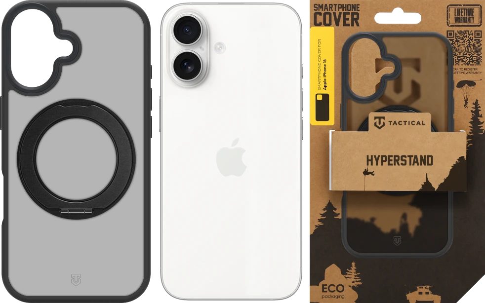 Dėklas Tactical MagForce Hyperstand dangtelis Apple iPhone 16, asfalto spalvos