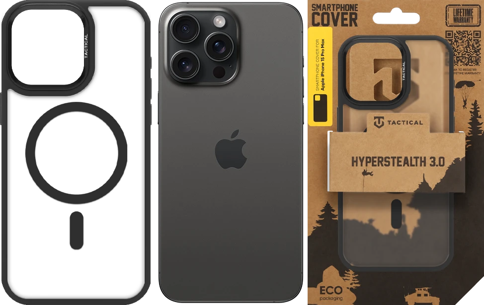Dėklas Tactical MagForce Hyperstealth 3.0 Cover for Apple iPhone 15 Pro Max Asphalt