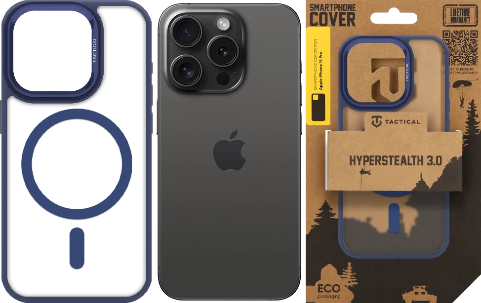 Dėklas Tactical MagForce Hyperstealth 3.0 Cover for Apple iPhone 15 Pro Deep Mėlyna