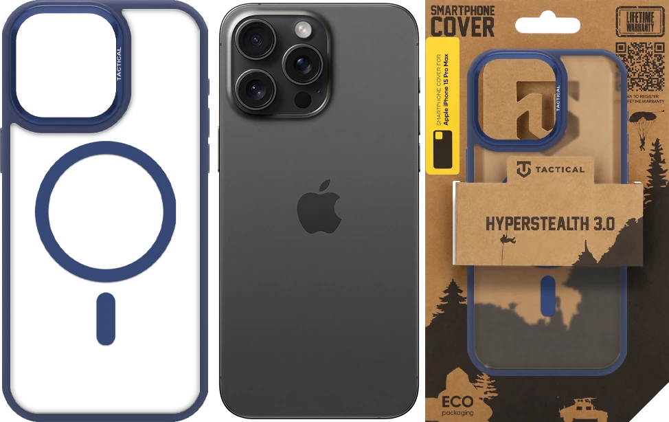 Dėklas Tactical MagForce Hyperstealth 3.0 Cover for Apple iPhone 15 Pro Max Deep Mėlyna