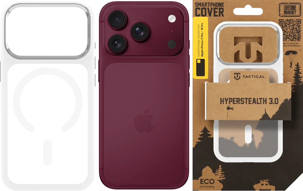 Dėklas Tactical MagForce Hyperstealth 3.0 Cover for Apple iPhone 17 Pro/18 Pro Snow Baltas