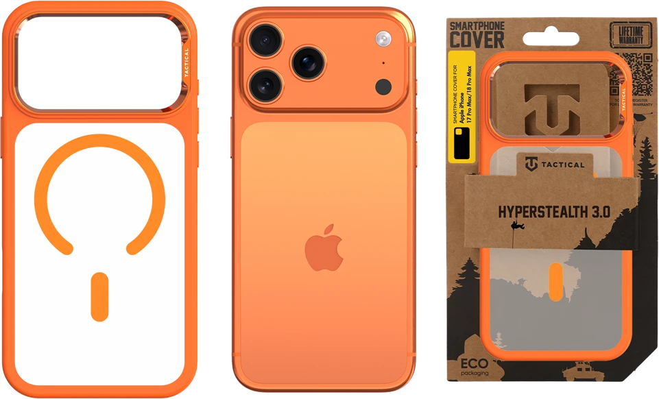 Dėklas Tactical MagForce Hyperstealth 3.0 Cover for Apple iPhone 17 Pro Max/18 Pro Max Agent Oranžinis