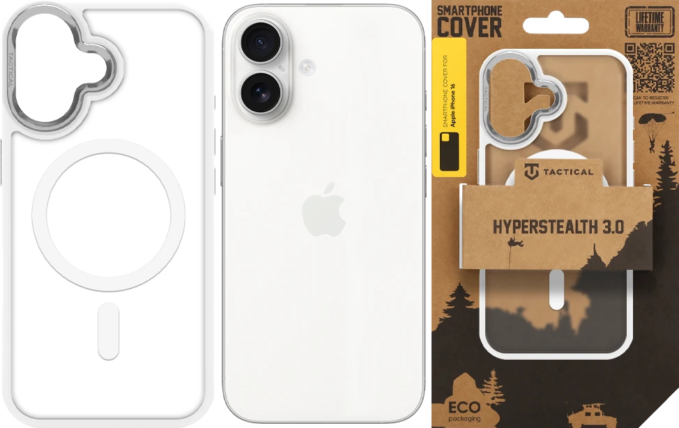 Dėklas Tactical MagForce Hyperstealth 3.0 Cover for Apple iPhone 16 Snow Baltas