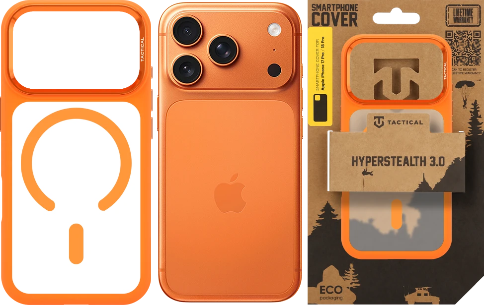 Dėklas Tactical MagForce Hyperstealth 3.0 Cover for Apple iPhone 17 Pro/18 Pro Agent Oranžinis