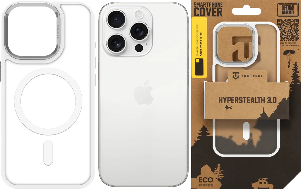 Dėklas Tactical MagForce Hyperstealth 3.0 Cover for Apple iPhone 16 Pro Snow Baltas