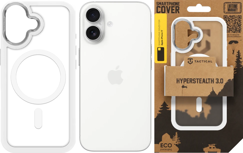 Dėklas Tactical MagForce Hyperstealth 3.0 Cover for Apple iPhone 17 Snow Baltas