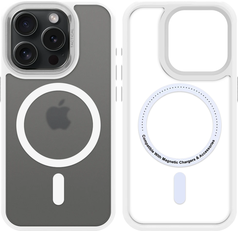 Dėklas Tactical MagForce Hyperstealth 3.0 Cover for Apple iPhone 15 Pro Snow Baltas