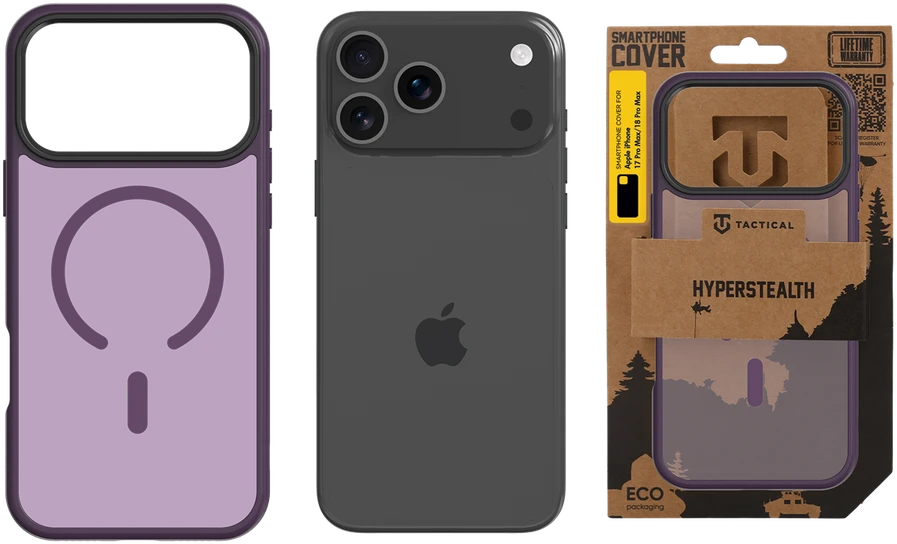 Tactical Taktinis „MagForce Hyperstealth“ dėklas, skirtas „Apple iPhone 17 Pro Max/18 Pro Max“, bordo, dūminis