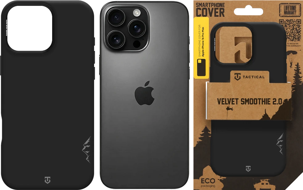 Dėklas Tactical MagForce Velvet Smoothie 2.0 Cover for Apple iPhone 16 Pro Max Asphalt
