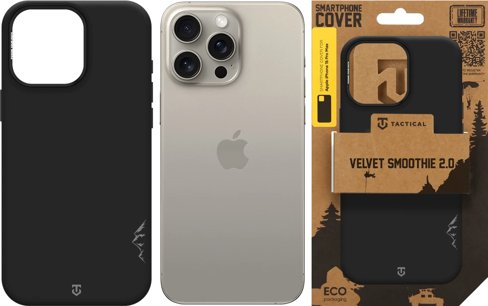 Dėklas Tactical MagForce Velvet Smoothie 2.0 Cover for Apple iPhone 15 Pro Max Asphalt