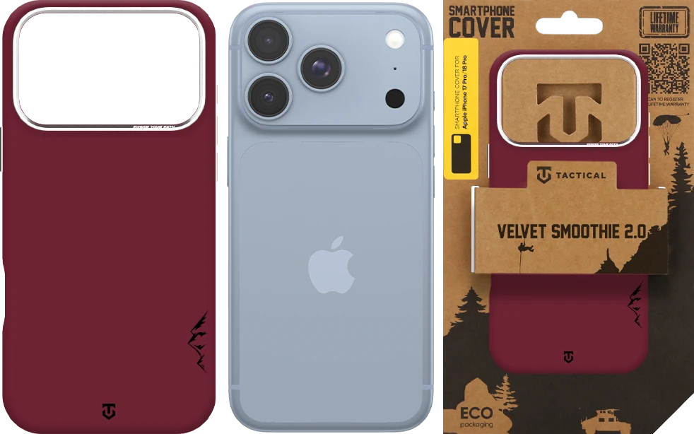 Dėklas Tactical MagForce Velvet Smoothie 2.0 Cover for Apple iPhone 18 Pro/17 Pro Burgundy