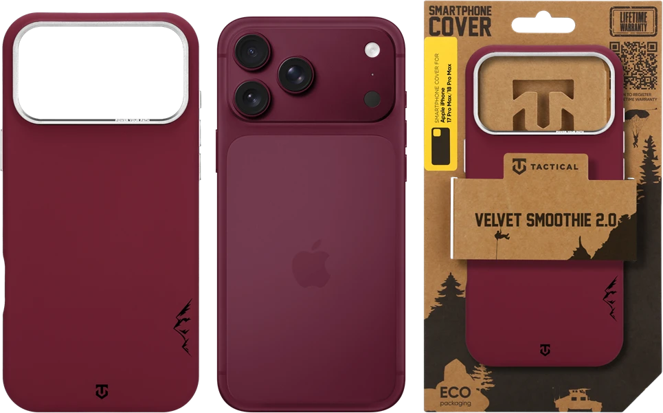 Dėklas Tactical MagForce Velvet Smoothie 2.0 Cover for Apple iPhone 18 Pro Max/17 Pro Max Burgundy