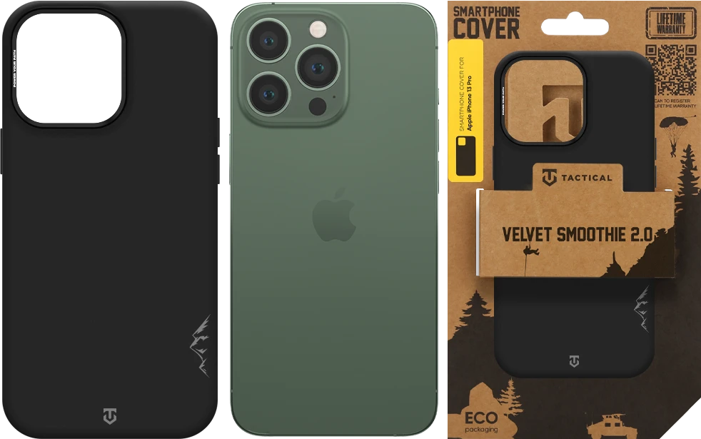 Tactical MagForce Velvet Smoothie 2.0 dėklas telefonui su MagSafe palaikymu, skirtas iPhone 13 Pro, juodas