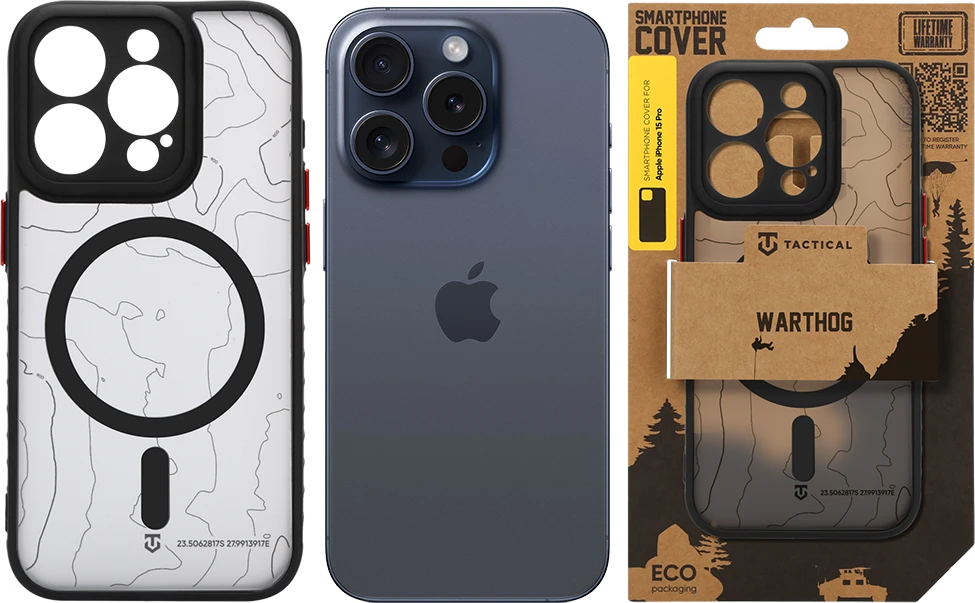 Dėklas Tactical MagForce Warthog Cover for Apple iPhone 15 Pro Asphalt
