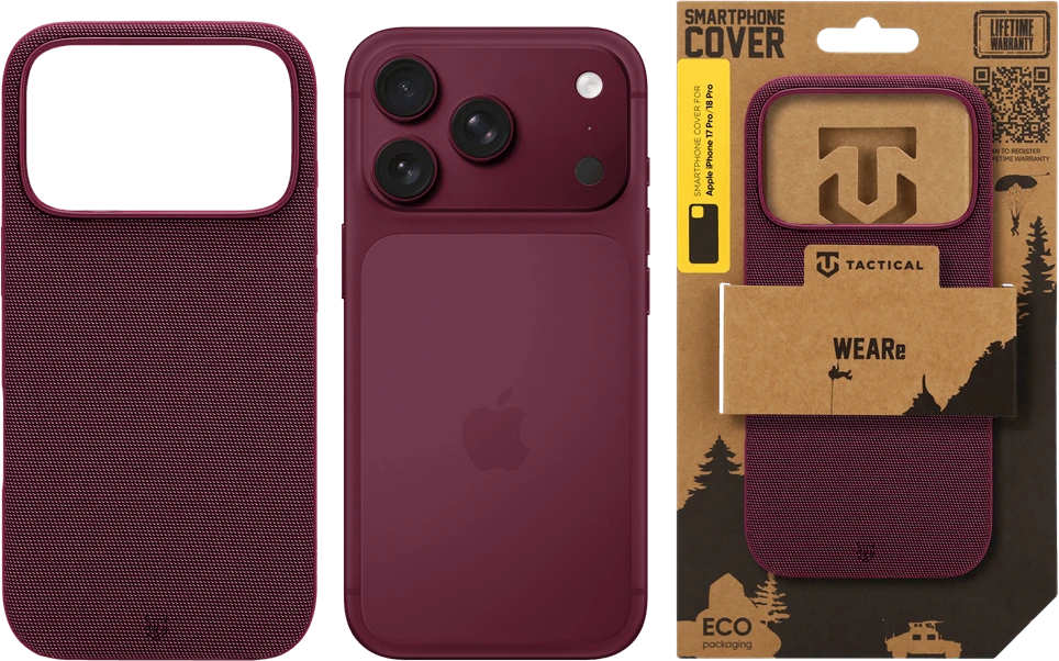 Dėklas Tactical MagForce WEARe Cover for Apple iPhone 17 Pro/18 Pro Burgundy