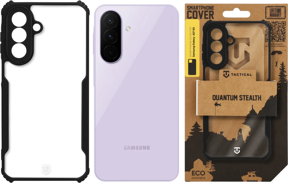 Tactical Taktinis „Quantum Stealth“ dėklas, skirtas „Samsung Galaxy A27 5G“, skaidrus/juodas