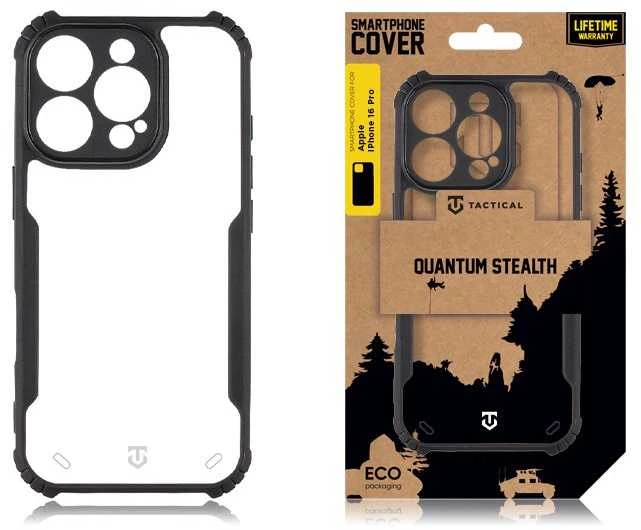 Tactical Quantum Stealth dėklas skirtas Apple iPhone 16 Pro skaidrus ir juodos spalvos