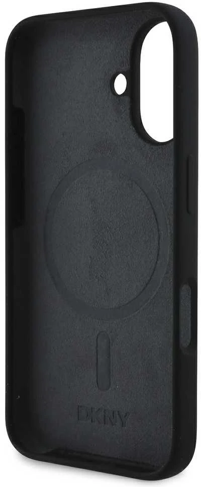 DKNY DKHMP16SSNYACH Apple iPhone 16 6.1" dėklas telefonui juodos spalvos Silikoninis Printed Logo MagSafe