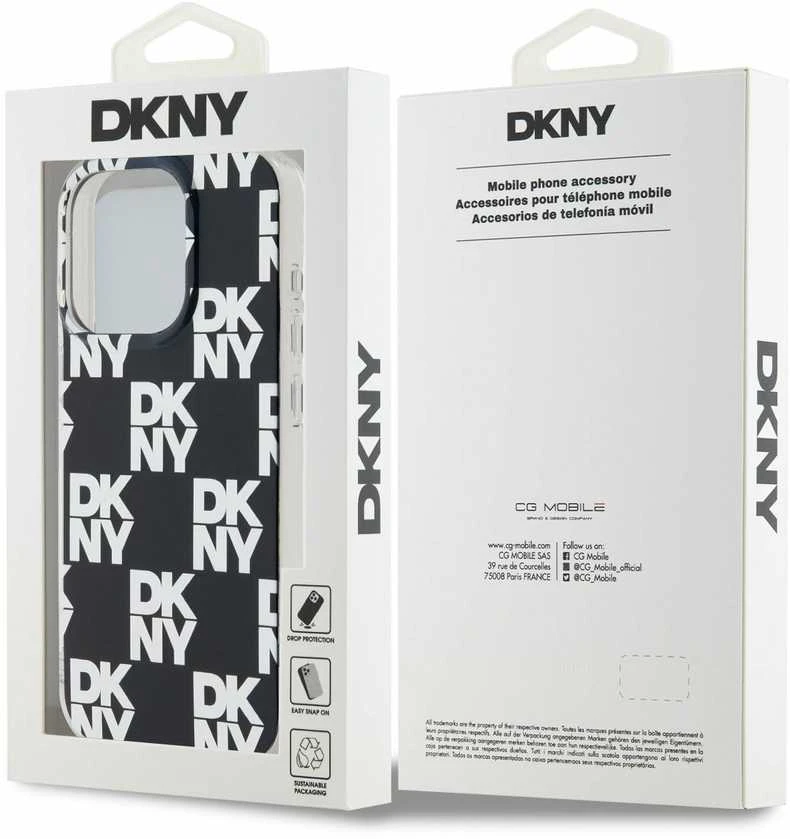 Apple iPhone 15 Pro DKNY dėklas IML Checkered Mono Pattern (DKHCP15LHDLCEK) juodos spalvos