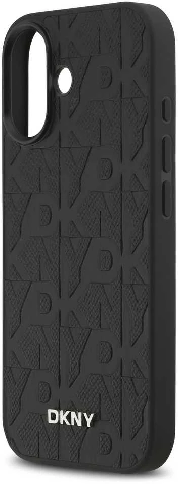 DKNY PU Leather Grid Pattern Magsafe dėklas skirtas Apple iPhone 17 juodos spalvos